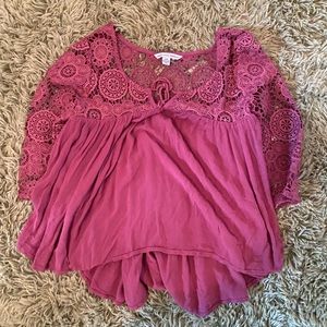 hippie pink lace long sleeve shirt